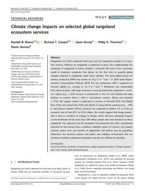 Climate Change Impacts on Selected Global Rangeland Ecosystem Services