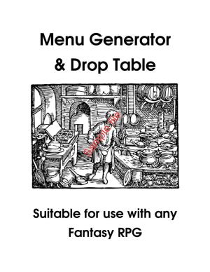Menu Generator & Drop Table