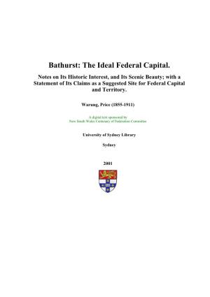 Bathurst: the Ideal Federal Capital
