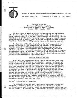 Selected Activities Department of Teaching Hospitals - Association of American Medical Colleges November, 1976 - October, 1977