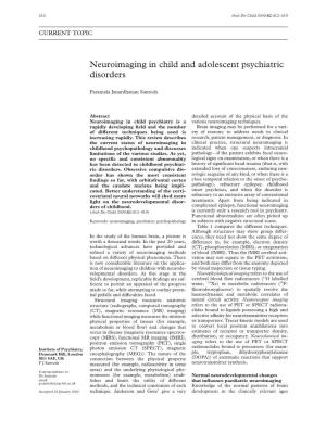 Neuroimaging in Child and Adolescent Psychiatric Disorders