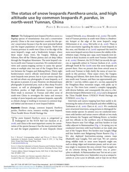 The Status of Snow Leopards Panthera Uncia, and High Altitude Use by Common Leopards P