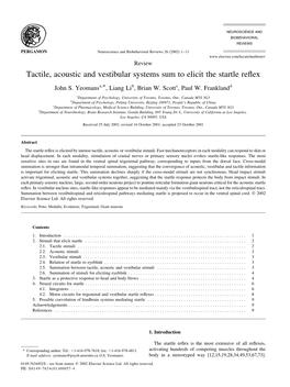 Tactile, Acoustic and Vestibular Systems Sum to Elicit the Startle Reflex