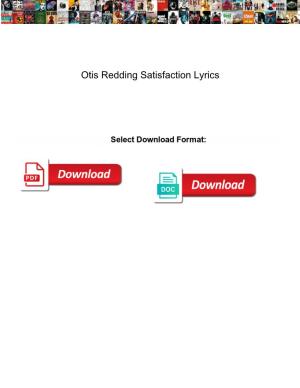 Otis Redding Satisfaction Lyrics