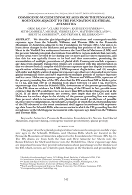 Cosmogenic-Nuclide Exposure Ages from the Pensacola Mountains Adjacent to the Foundation Ice Stream, Antarctica