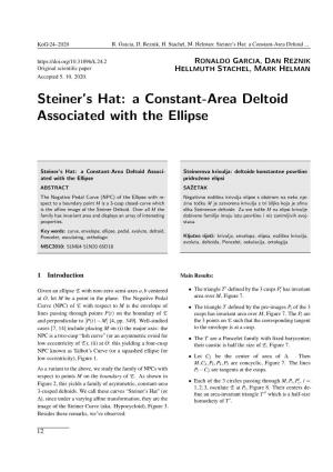 Steiner's Hat: a Constant-Area Deltoid Associated with the Ellipse