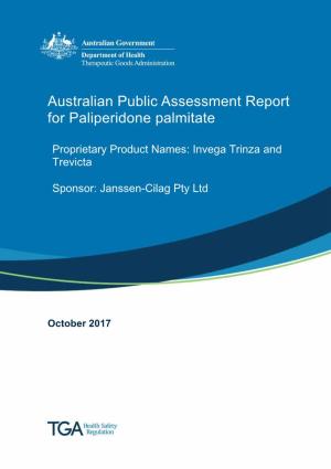 Australian Public Assessment for Paliperidone Palmitate