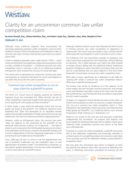 Clarity for an Uncommon Common Law Unfair Competition Claim