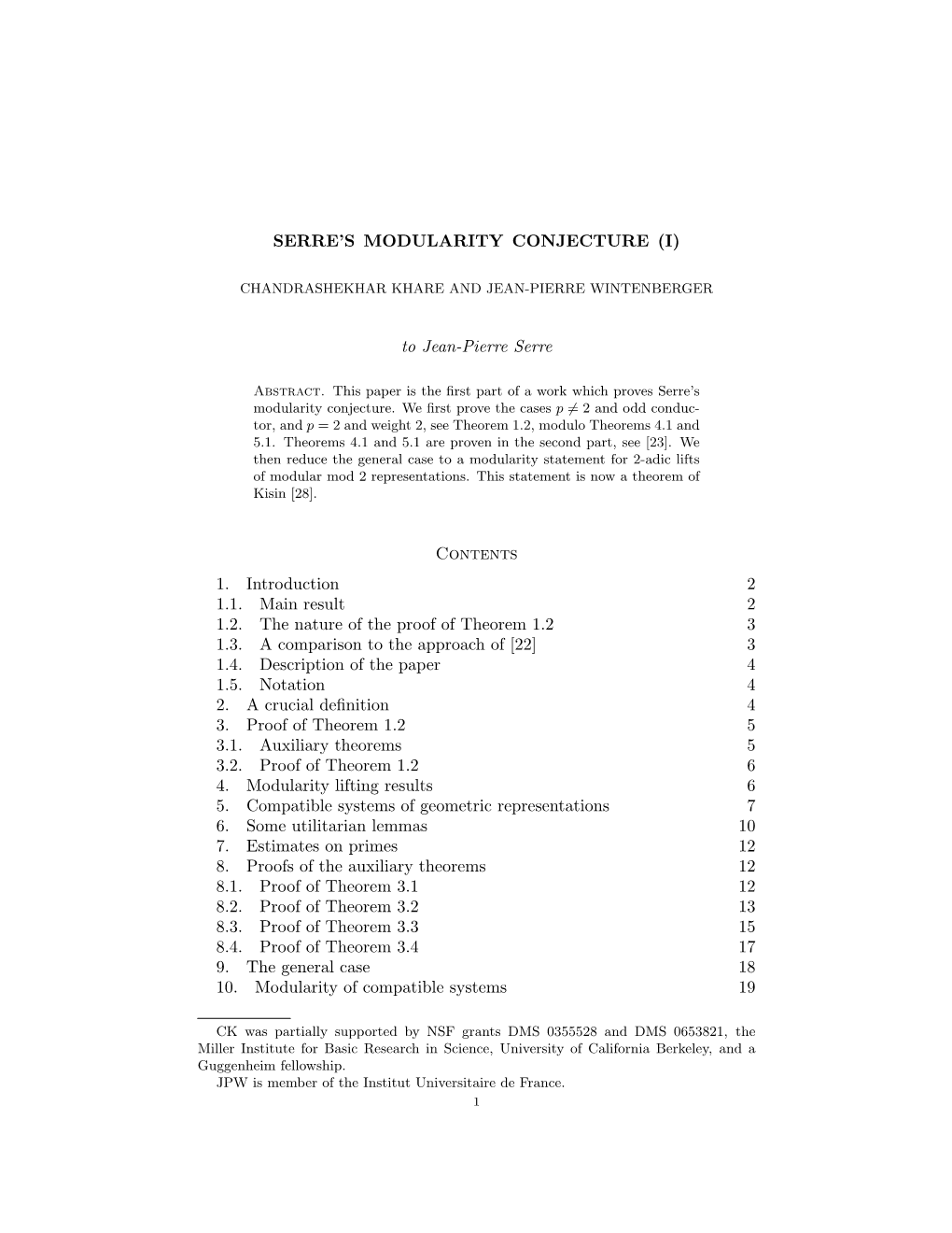 Serre's Modularity Conjecture