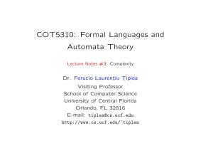COT5310: Formal Languages and Automata Theory