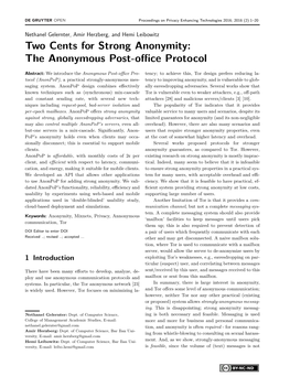 The Anonymous Post-Office Protocol