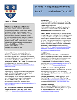 St Hilda's College Research Events Issue 9 Michaelmas Term 2017