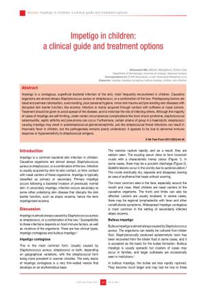 Impetigo in Children: a Clinical Guide and Treatment Options