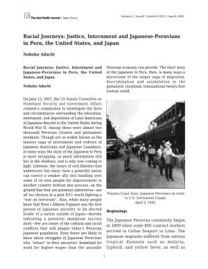 Justice, Internment and Japanese-Peruvians in Peru, the United States, and Japan