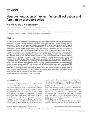 REVIEW Negative Regulation of Nuclear Factor-Κb Activation And