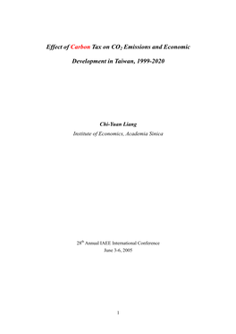 Effect of Carbon Tax on CO2 Emissions and Economic Development in Taiwan, 1999-2020