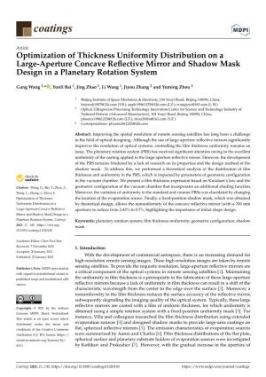 Optimization of Thickness Uniformity Distribution on a Large-Aperture Concave Reﬂective Mirror and Shadow Mask Design in a Planetary Rotation System