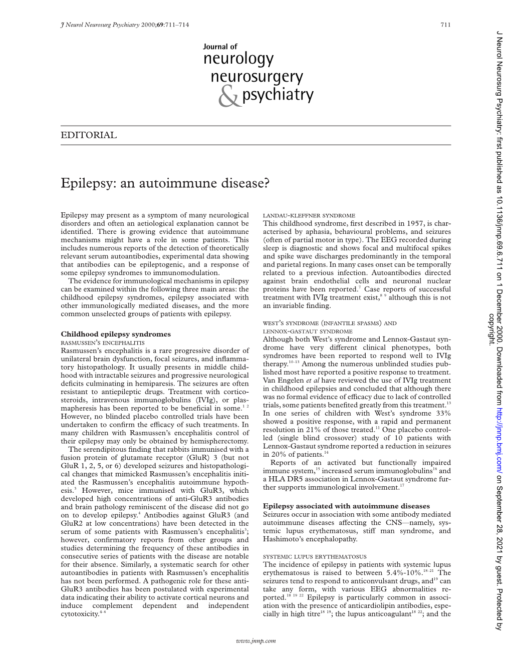 Epilepsy: an Autoimmune Disease?