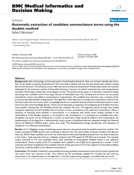 BMC Medical Informatics and Decision Making Biomed Central