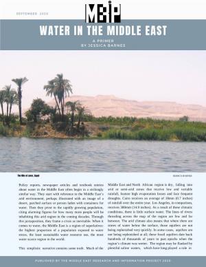 Water in the Middle East a P R I M E R B Y J E S S I C a B a R N E S