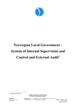Norwegian Local Government – System of Internal Supervision and Control and External Audit1