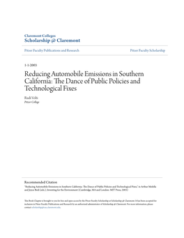 Reducing Automobile Emissions in Southern California: the Dance of Public Policies and Technological Fixes