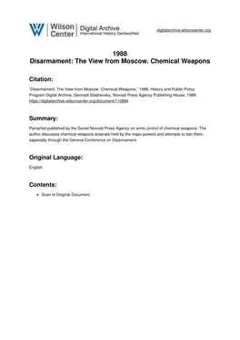 The View from Moscow. Chemical Weapons