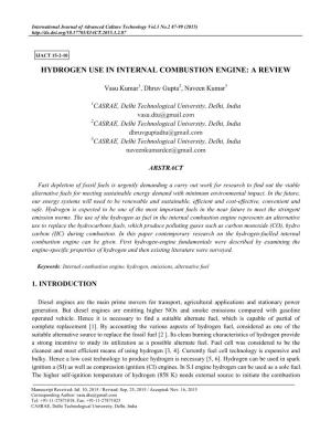 Hydrogen Use in Internal Combustion Engine: a Review