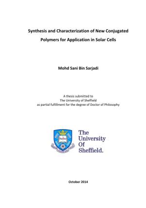 Synthesis and Characterization of New Conjugated Polymers for Application in Solar Cells