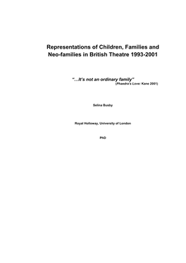 Representations of Children, Families and Neo-Families in British Theatre 1993-2001