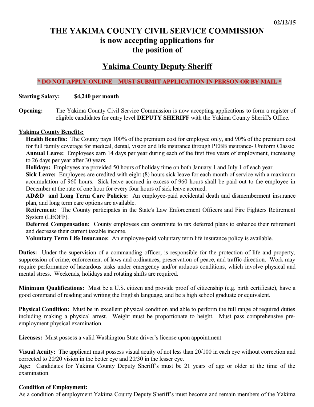 The Yakima County Civil Service Commission