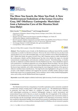 A New Mediterranean Endemism of the Genus Ocenebra Gray, 1847 (Mollusca: Gastropoda: Muricidae) from a Submarine Cave of the Messina Strait Area (Italy)
