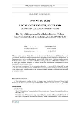 (Colston Road/Auchinairn Road) Boundaries Amendment Order 1989