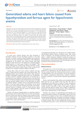 Generalized Edema and Heart Failure Caused from Hypothyroidism and Ferrous Agent for Hypochromic Anemia