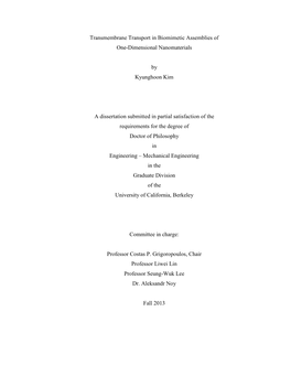 Transmembrane Transport in Biomimetic Assemblies of One-Dimensional Nanomaterials