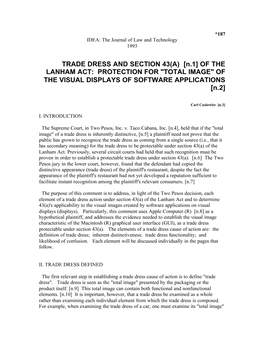 OF the LANHAM ACT: PROTECTION for "TOTAL IMAGE" of the VISUAL DISPLAYS of SOFTWARE APPLICATIONS [N.2]