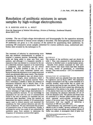 Resolution of Antibiotic Mixtures in Serum Samples by High-Voltage Electrophoresis