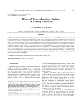 Behavioral Biases on Investment Decision: a Case Study in Indonesia