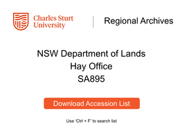 NSW Department of Lands Hay Office SA895