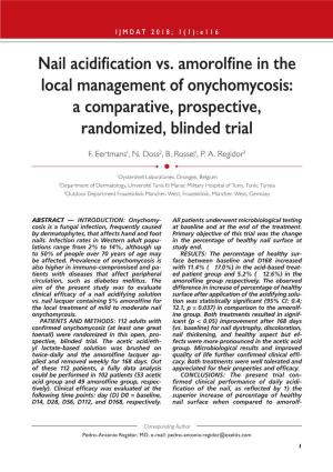 Nail Acidification Vs. Amorolfine in the Local Management of Onychomycosis: a Comparative, Prospective, Randomized, Blinded Trial