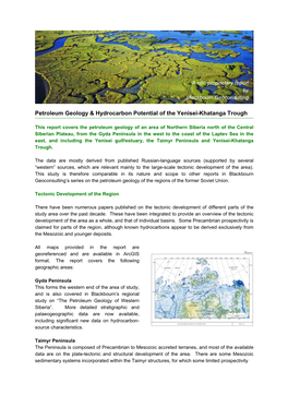 Petroleum Geology & Hydrocarbon Potential of the Yenisei-Khatanga