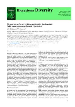 Biosystems Diversity ISSN 2519-8513 (Print) ISSN 2520-2529 (Online) Biosyst