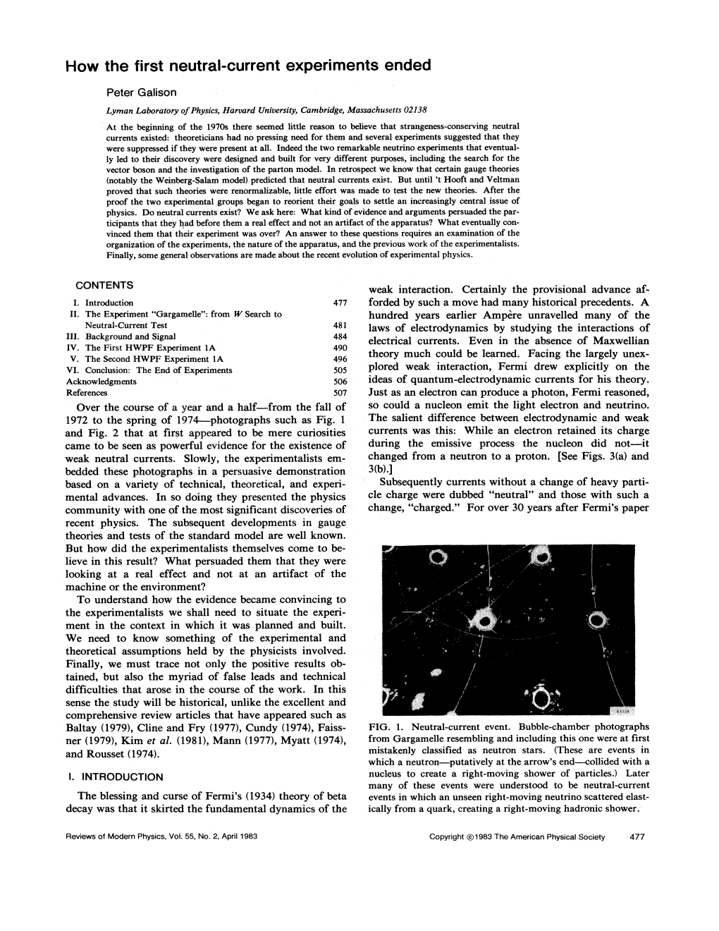 How the First Neutral-Current Experiments Ended