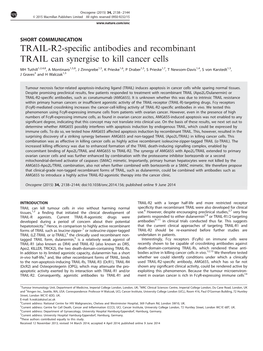 TRAIL-R2-Specific Antibodies and Recombinant TRAIL Can Synergise