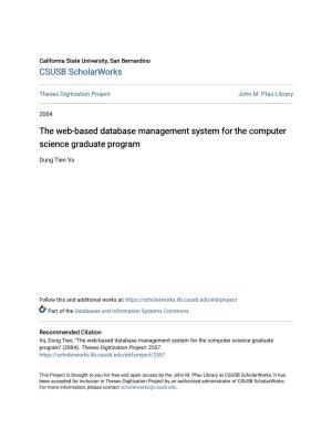 The Web-Based Database Management System for the Computer Science Graduate Program
