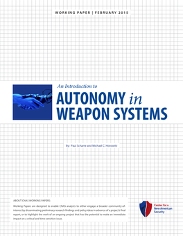 AUTONOMY in WEAPON SYSTEMS