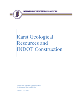 Karst Geological Resources and INDOT Construction