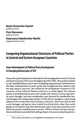 Comparing Organizational Structures of Political Parties in Central and Eastern European Countries