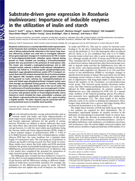 Substrate-Driven Gene Expression in Roseburia Inulinivorans: Importance of Inducible Enzymes in the Utilization of Inulin and Starch