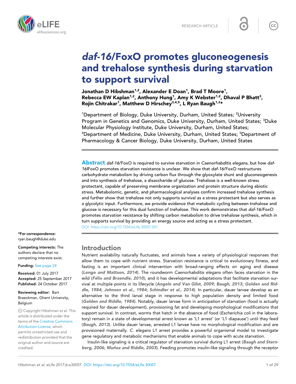 Daf-16/Foxo Promotes Gluconeogenesis and Trehalose